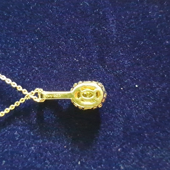 Premium Sava Sphene & White Zircon Halo Pendant On 20" Necklace - Picture 4 of 10